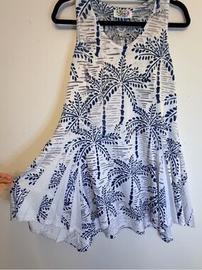 India Boutique White and Navy Palm-Print dress